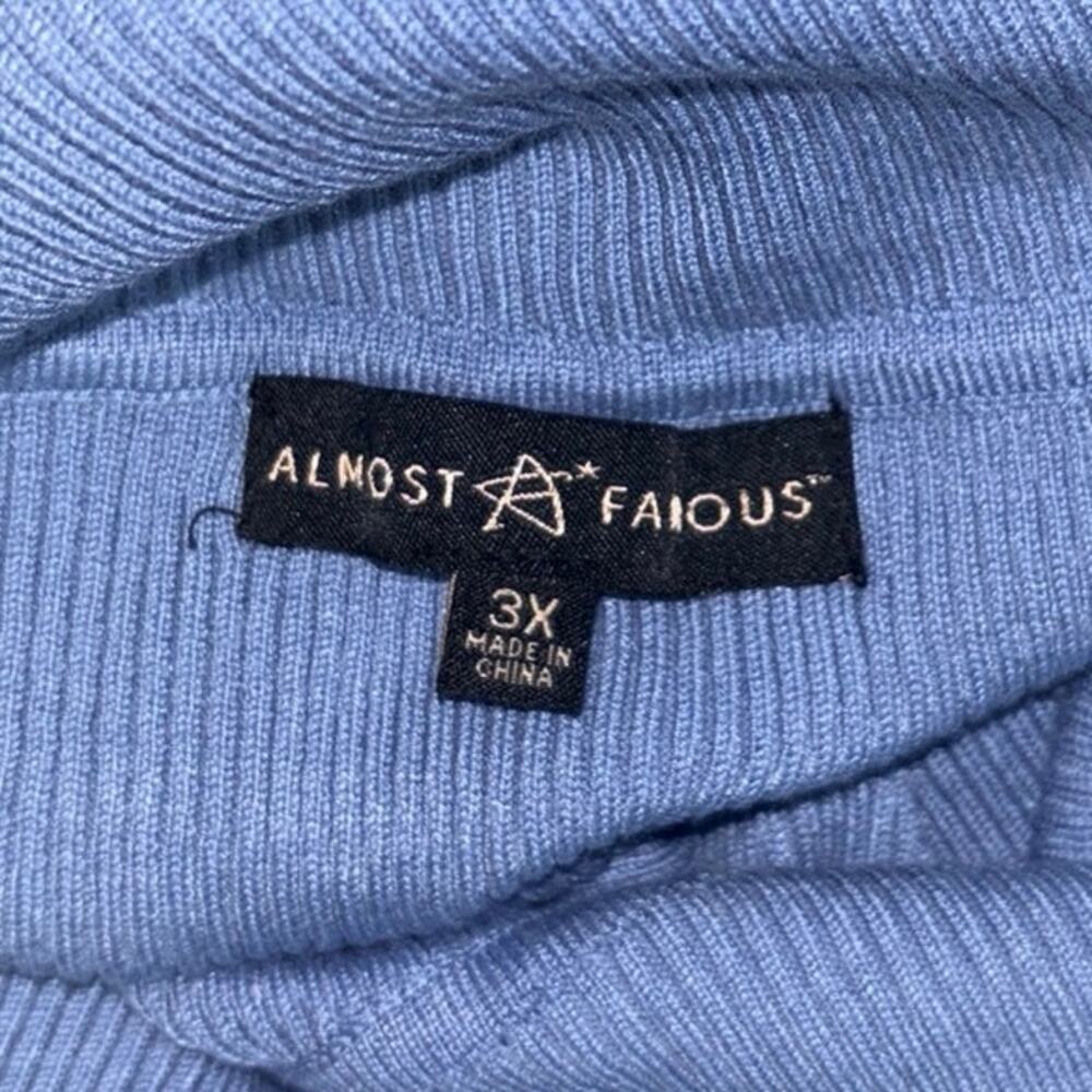 Almost Famous Blue Rib Knit Off Shoulder Long Sleeve Bodycon Sweater Dress Sz 3X - Picture 4 of 5